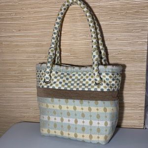 Custom Green and Blue Decorator Fabric Tote Bag/Purse